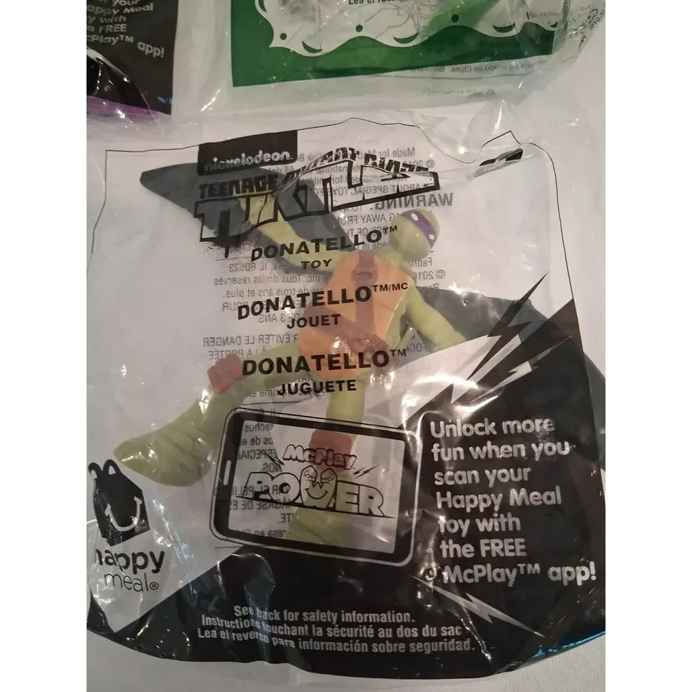 McDonalds Happy Meal TMNT Donatello Figures Lot of 3 Sealed Vintage Toys NIP